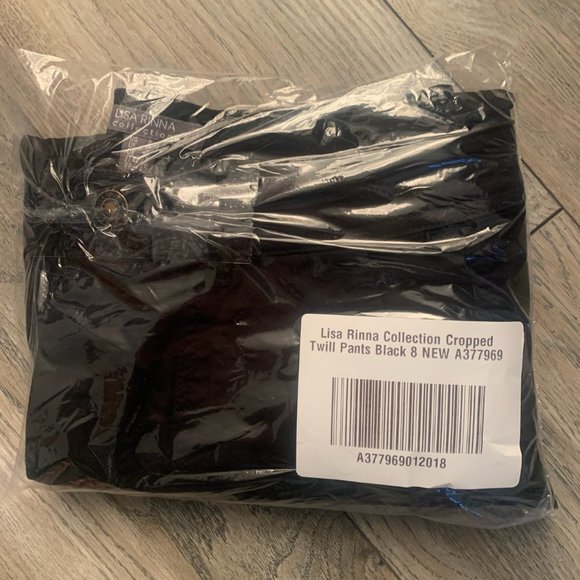 NWT LISA RINNA COLLECTION CROPPED TWILL PANTS BLACK 8 - Picture 7 of 10